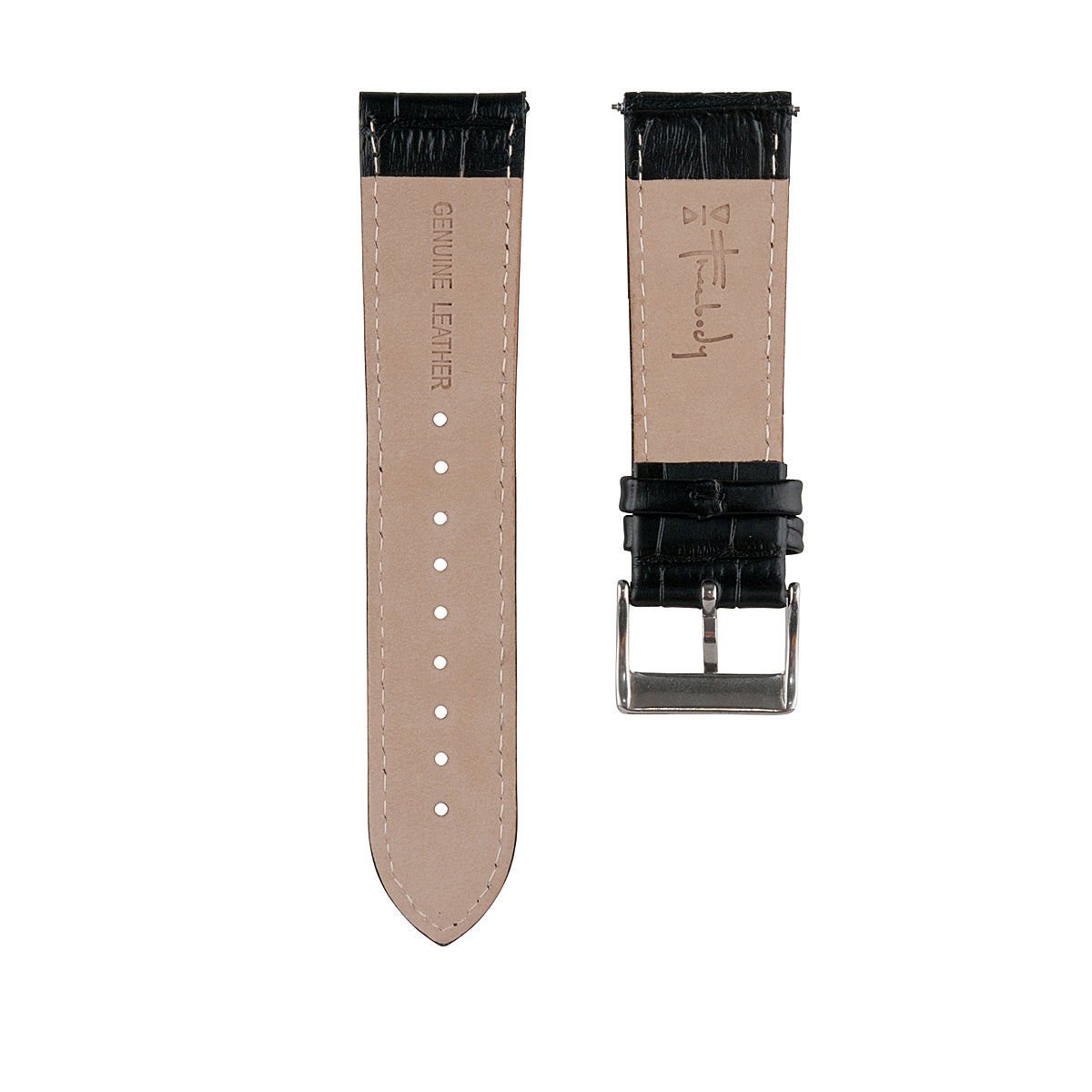 Black Crocodile-Embossed Leather Strap