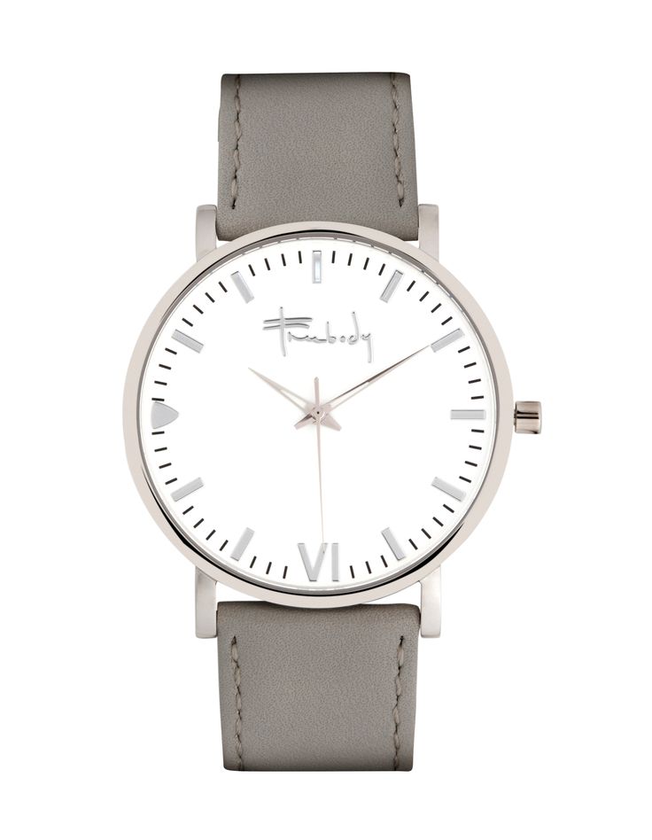 Freebody Amara X Grey minimalist unisex watch – white dial with grey leather strap