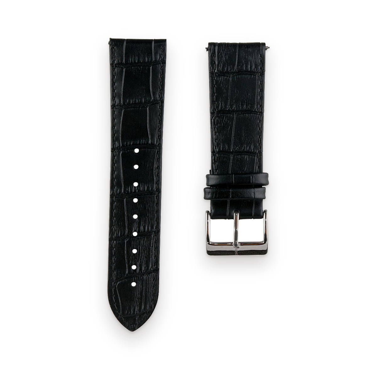 Freebody black crocodile-embossed leather watch strap