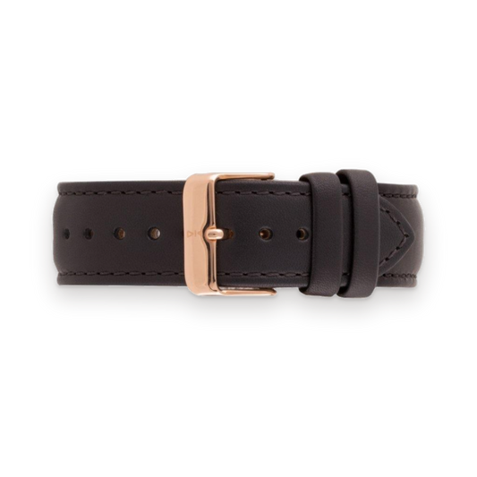 Freebody GS Series black leather strap, rose gold buckle